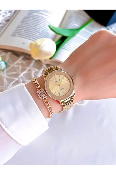 Ferrucci Women's Wristwatch 30 Mt Water Resistant Steel Cord Non-Tarnish Color-Tossing Bracelet