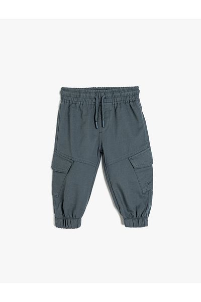 Koton Cotton Jogger Cargo Pants - with Waist Laces and Pockets