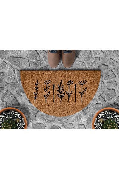 DefLife Home Wild Flowers Door Mat / Half Moon Koko Mat 40x70