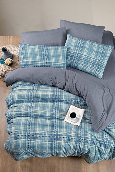 MyStory Home Ковдра з еластичним краєм та візерунком у клітинку, двоспальний комплект постільної білизни