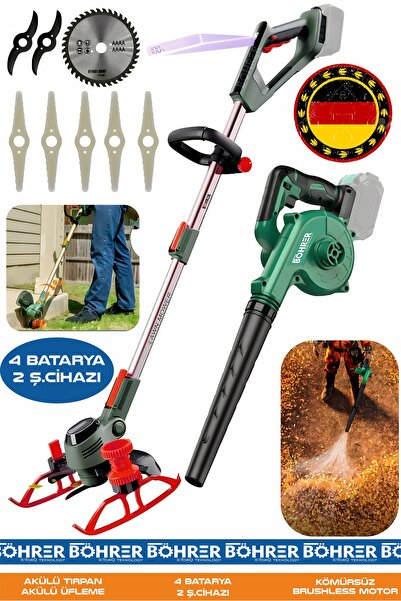 BÖHRER ALMAN AKÜLÜ KIZAKLI ÇİM BİÇME MAKİNESİ VE AKÜLÜ ÜFLEME MAKİNESİ , V598...