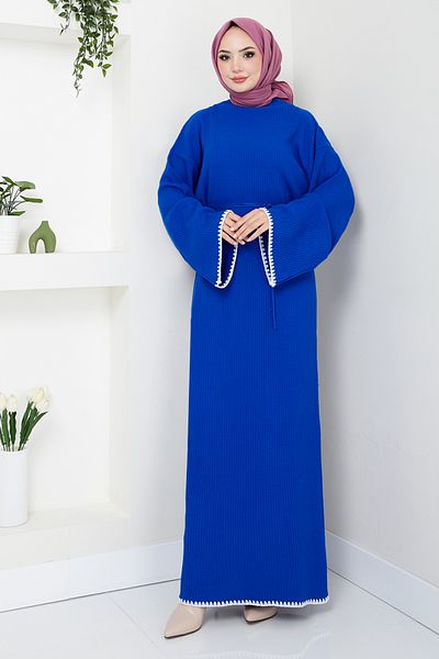 ModaMerve Πλεκτό φόρεμα Saks Blue Belted - 2050HBS932-M