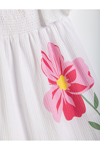 Koton Elbise Çiçek Baskılı Gipe Detaylı Kısa Kollu