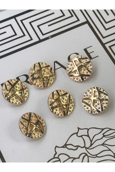ODDA TASARIM ATÖLYESİ New Collection Gold over Line Detailed Coat-Jacket-Vest 6-Piece Button Set (2.1cm)
