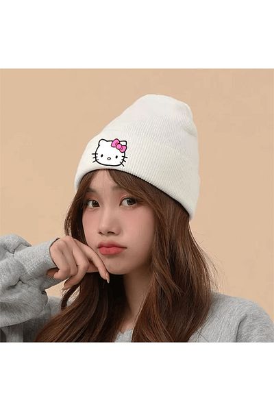 Karakedi Hello Kitty Face White Beret Double Color