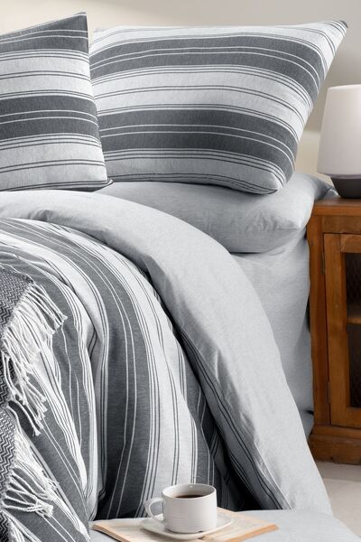 MyStory Home Sada dvojitých povlaků na přikrývku s pružnými pruhy ŠEDÝ