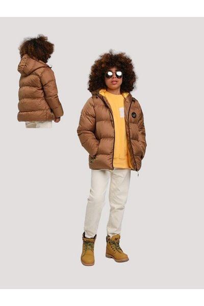 Jack Lions Boy's Hooded Puffer Coat with Stopper, Wind and Cold Resistant
