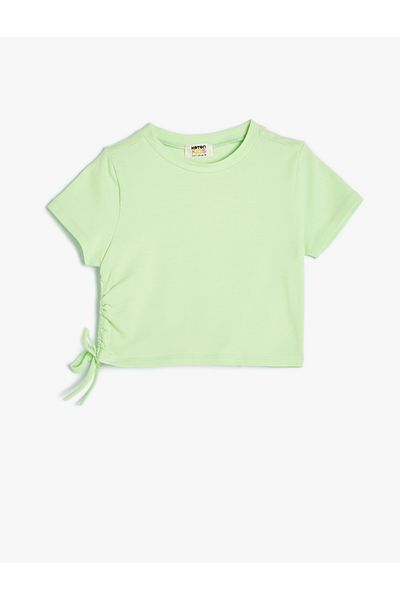 Koton Crew Neck Short Sleeve T-Shirt - Gather Detailed