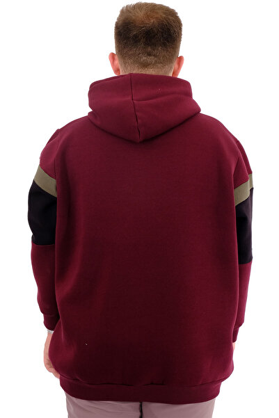 ModeXL Чоловічий великий розмір 3-нитковий світшот - з капюшоном, чорно-фіолетовий U24545