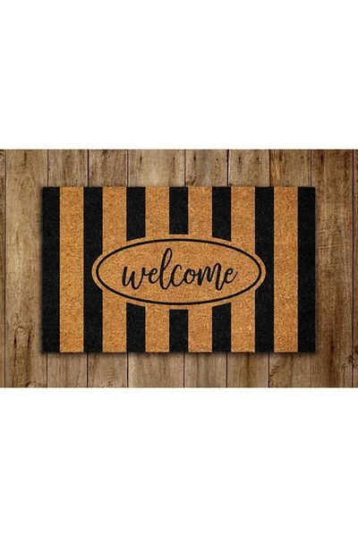 DefLife Home Welcome Striped Pattern Door Mat / Koko Mat