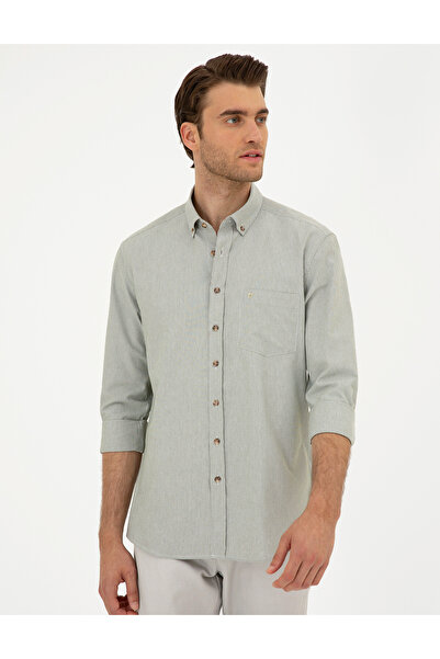 Pierre Cardin Μακρυμάνικο πουκάμισο χακί κανονικής εφαρμογής 50296061-VR027