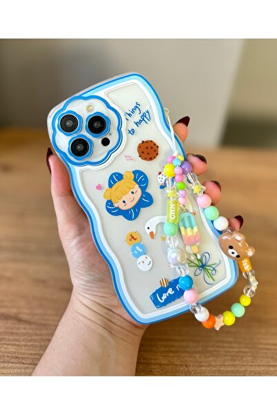 MİRAZ TASARIM IPHONE 14 PROMAX CHARMLI ŞEFFAF SEVİMLİ DESENLİ KILIF