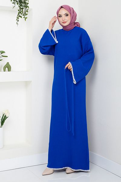 ModaMerve Πλεκτό φόρεμα Saks Blue Belted - 2050HBS932-M