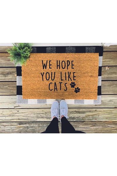 DefLife Home We Hope You Like Cats Door Front Koko Mat