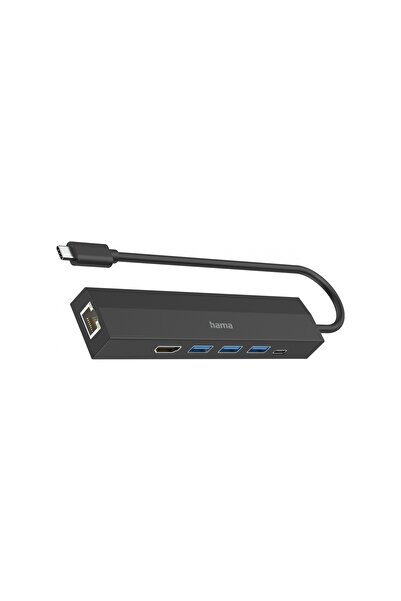 Hama USB-C-Hub, 6 Ports, 3x USB-A, USB-C, HDMI™, LAN / Ethernet