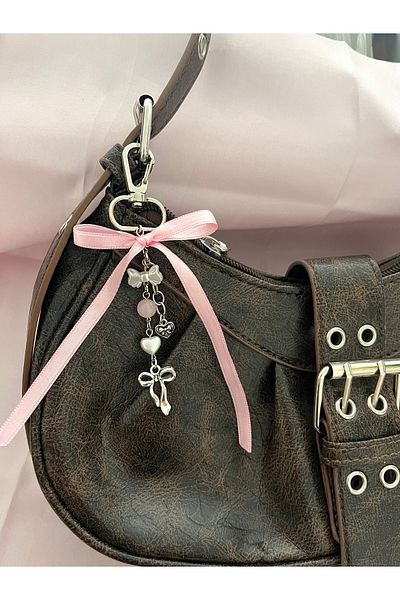 bohemian takı tasarim Pink Ribbon Coquette Ribbon Bag Accessory