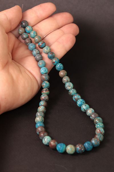 CessNova 8mm Chrysocolla Natural Stone String - Certified (1 Piece)
