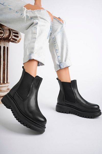 Freemax Black Winter Chelsea Boots with High Bottom and Fur - Waterproof and Lightweight