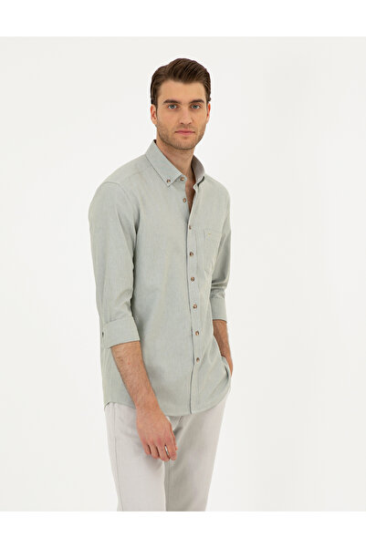 Pierre Cardin Μακρυμάνικο πουκάμισο χακί κανονικής εφαρμογής 50296061-VR027