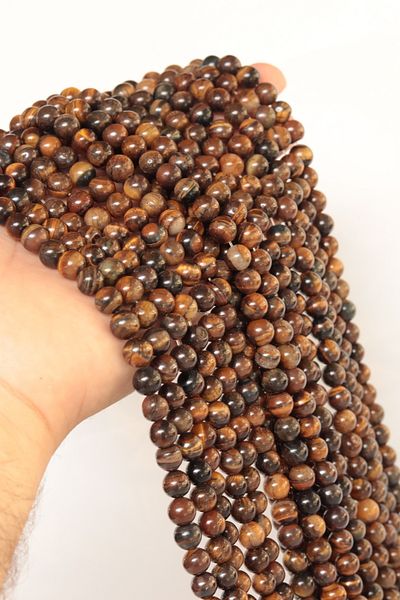 CessNova 8mm Natural Stone Tiger Eye - Certified (1 Piece)
