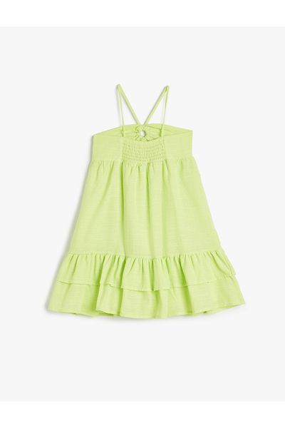Koton Baumwoll-Midikleid mit Trägern – Fensterdetail und Kordelzug