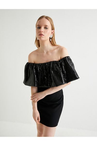 Koton Βραδινό φόρεμα με πούλιες με παγιέτες, Mini Slim Fit