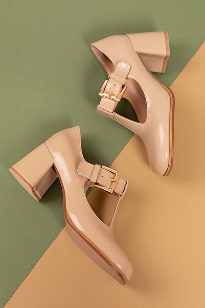 Gondol Women's Genuine Leather Round Blunt Toe Stylish Heeled Shoes Mnz.24524