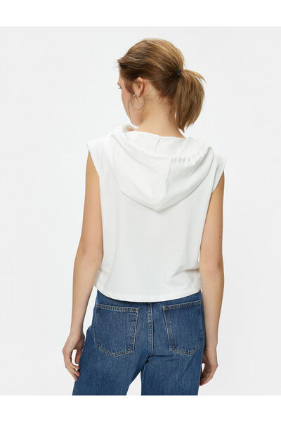 Koton Slogan Printed Hooded Tank Top