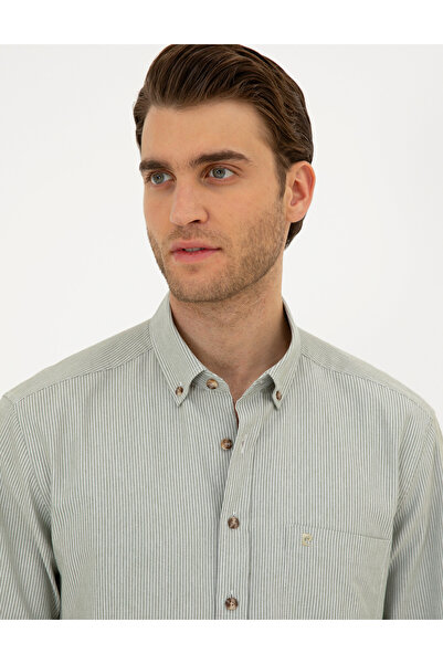 Pierre Cardin Μακρυμάνικο πουκάμισο χακί κανονικής εφαρμογής 50296061-VR027