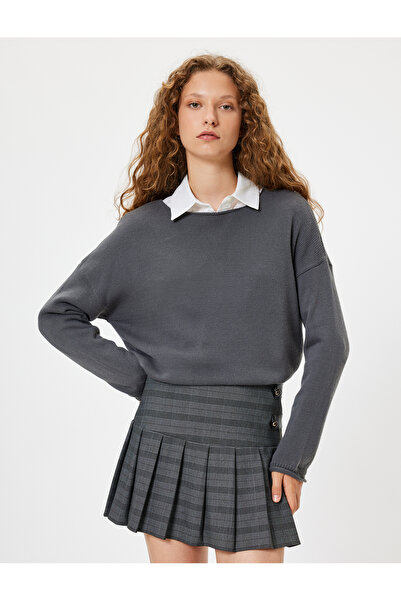 Koton سترة تريكو برقبة قارب - كم طويل، بدون أكتاف، قماش أكريليك