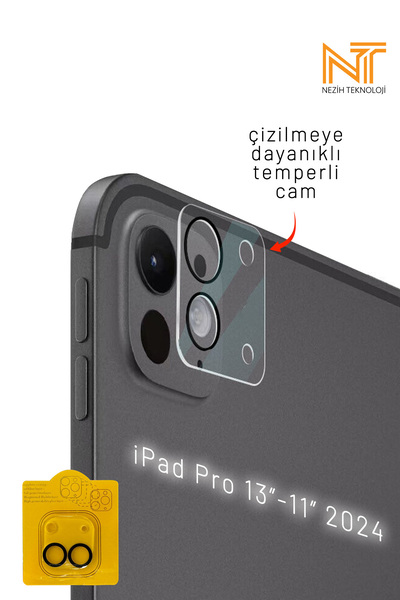 Nezih Case iPad Pro 2024 13 / 11 Inç Çizilmeye Dayanıklı HD Temperli Cam Kame...