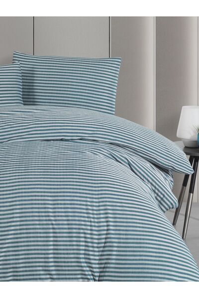 MyStory Home Saténová zelená - Sada dvojitých elastických povlaků na přikrývku