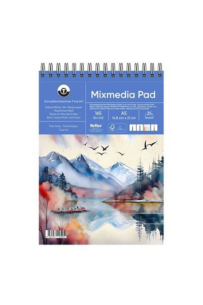Schoellershammer Mix Media Pad Multi-Purpose Sketch Drawing Notebook 165 Gr. A5 25 Sheets