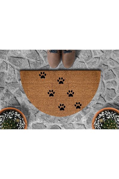 DefLife Home Half Moon Door Mat with Paw Trace / Koko Mat