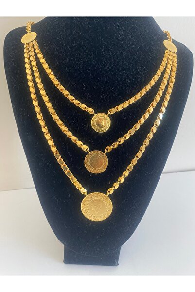 gülen dm Altın Kaplama Tüm Yarım Çeyrekten Oluşan Halep Zincirli kolye