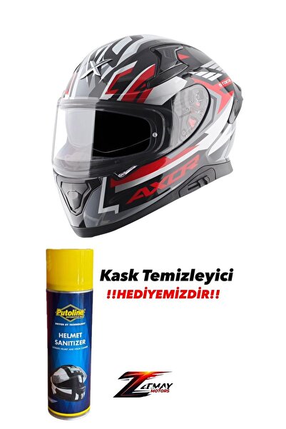 AXOR APEX/STREAK E FULL FACE PARLAK SİYAH GRİ KIRMIZI (M/C)-