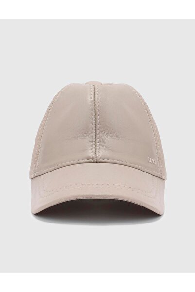 İLVİ Aretha Unisex Beige Genuine Leather Hat