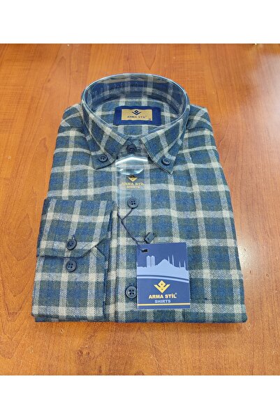 ARMA STİL Güncüoğlu%100 Yünlü Uzun Kollu Cepli Klasik Kışlık Erkek Gömlek