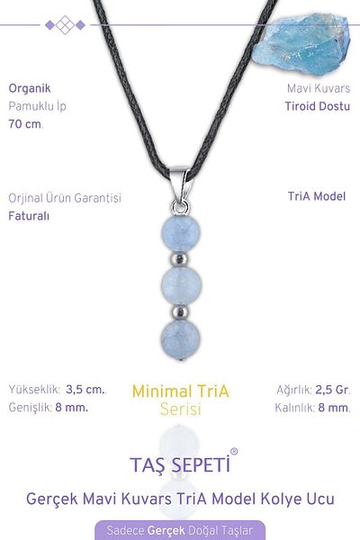 TAŞ SEPETİ الحقيقي الأزرق الكوارتز الحجر الطبيعي الحد الأدنى TriA نموذج القطن الرباط الرجال قلادة
