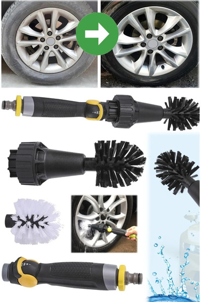 qualityworld Araç Motor ve Jant Yıkama Hortum Fırçası Başlığı Döner Başlıklı Sert Otomatik Sulama Fırçası