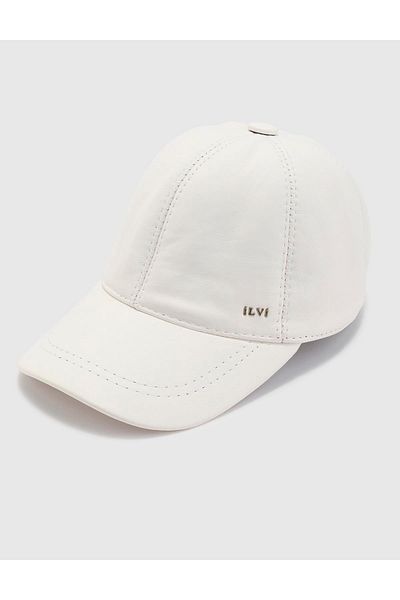 İLVİ Pălărie albă unisex din piele naturală Aretha