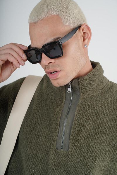 king brich Unisex βελούδινο καγκουρό μεγάλου μεγέθους - με μισό φερμουάρ και τσέπη