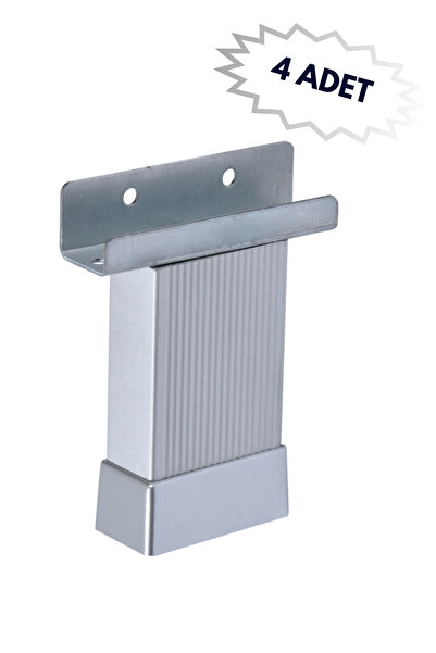 HOBİDABİ 8 Cm Çizgili Alüminyum U Geçme Ayak 20x45 Mm Matkrom (4 Adet)