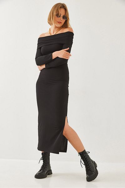 Bianco Lucci Dlouhé dámské šaty Madonna Collar - 374 60351137