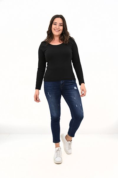 Koza Butik Women's Large Size Long Sleeve Basic Blouse 1759-25