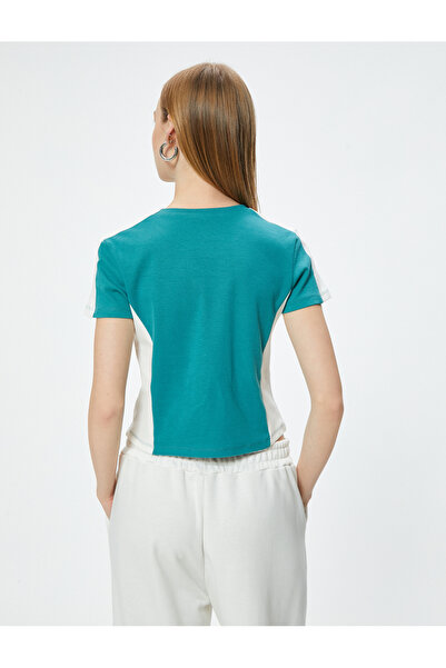 Koton Μπλουζάκι με κοντό μανίκι με στάμπα με λαιμόκοψη