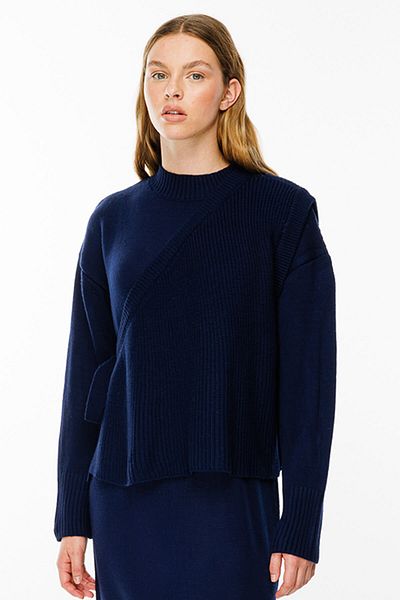 Hooopstore Πλεκτό Φόρεμα Wrap - Navy Blue