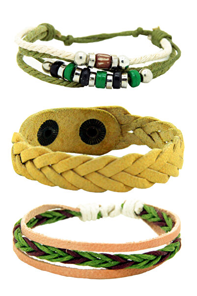 Dejavu حزمة سوار للجنسين بحجم قابل للتعديل مع تفاصيل حبل وجلد