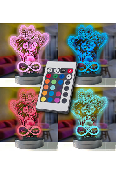 hediye-ci Dekoratif 4'lü kalp Hediye Led Gece Lambası Hediyelik