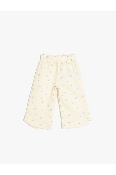 Koton Musselinhose mit Blumenmuster, weites Bein und elastischer Bund